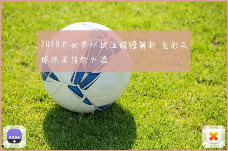 2010年世界杯投注前瞻解析 竞彩足球热度持续升温